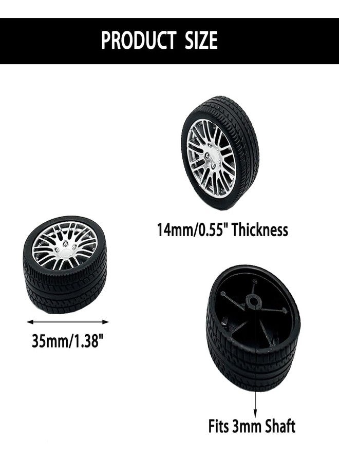 URIMPAVIDO 10PCS Toy Car Wheels Rubber Tire Wheels with Metal Shaft for RC Car Truck DIY Model Toy Wheel Replacement Accessories (3x35mm) - Image 4